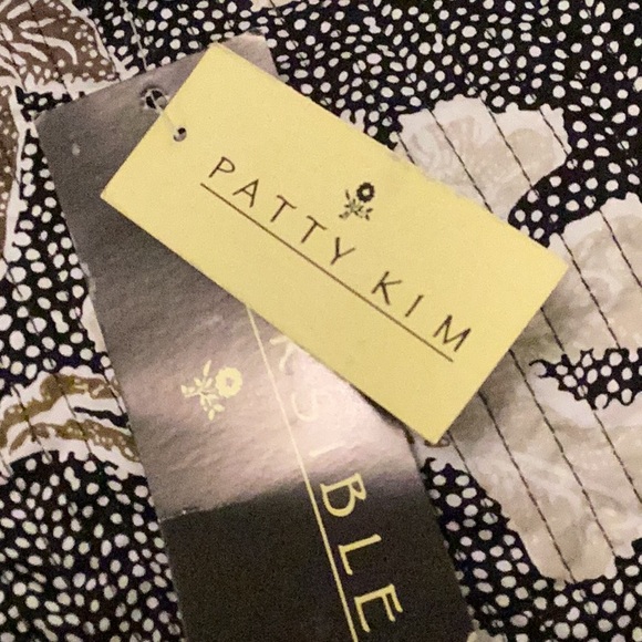 Patty Kim Reversible Duster lightweight w/batik floral &vertical herringbone - Picture 7 of 12